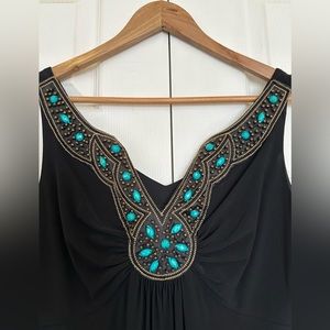 Black Beaded Long sleeveless RNStudio dress by Ronni Nicole Size Medium.